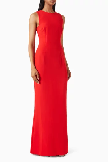 Astrelle Crewneck Maxi Dress in Crepe