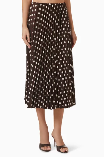 Kiora Polka-dot Midi Skirt in Satin