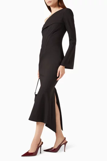 Arianna One-shoulder Midi Dress in Crepe