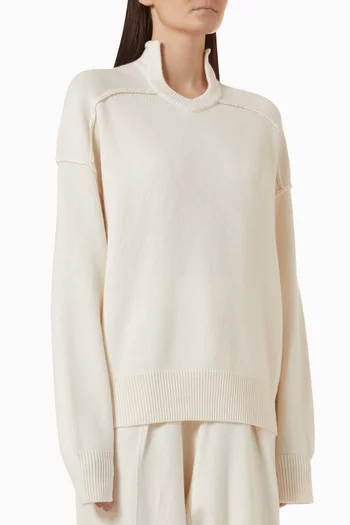 High Collar Cutout Sweater in Wool & Cashmere