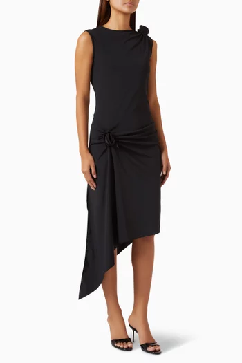 Draped Flower Dress in Technical Jersey