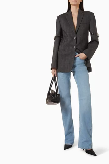 Logo Belted Blazer in Virgin Wool