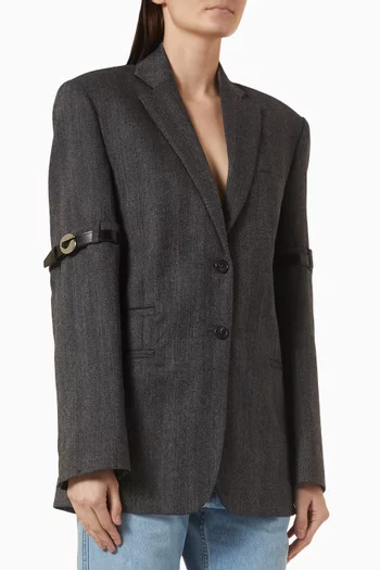 Logo Belted Blazer in Virgin Wool