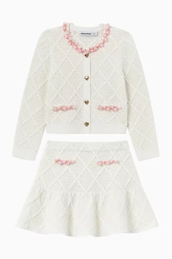 Embellished Cardigan in Diamond Knit