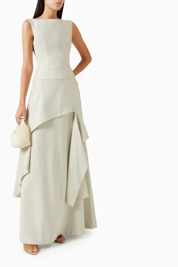 Corinne Draped Dress in Linen Tech