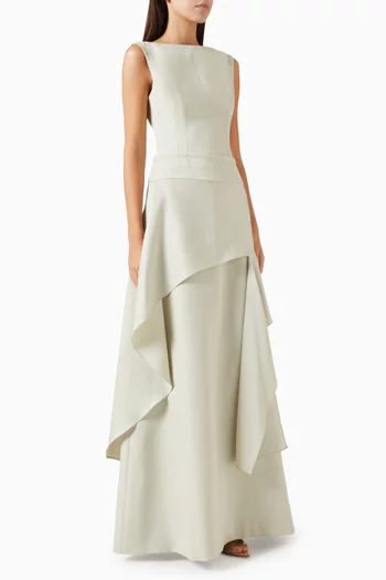 Corinne Draped Dress in Linen Tech