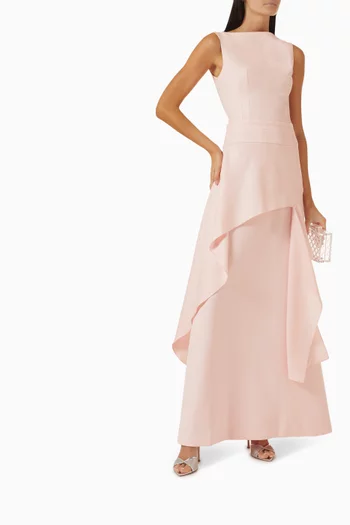 Corinne Draped Dress in Linen Tech