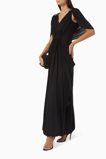 Sabine Draped Midi Dress in Crepe-jersey