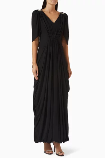Sabine Draped Midi Dress in Crepe-jersey