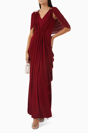 Sabine Draped Midi Dress in Crepe-jersey