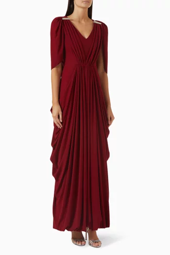 Sabine Draped Midi Dress in Crepe-jersey