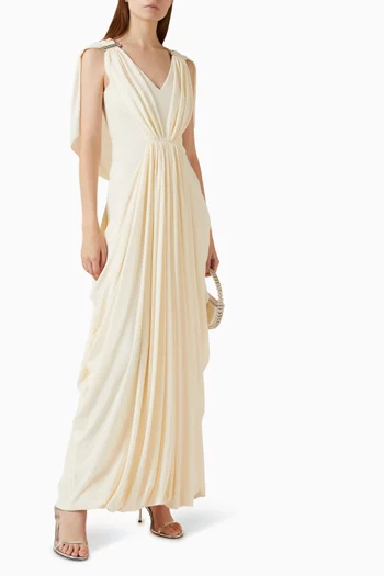 Sabine Draped Midi Dress in Crepe-jersey