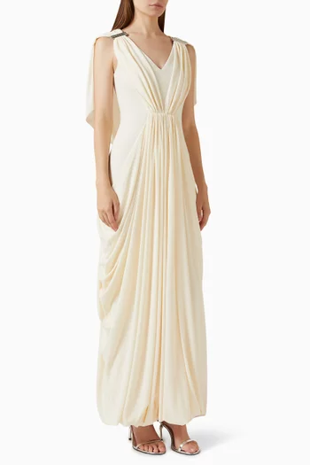 Sabine Draped Midi Dress in Crepe-jersey