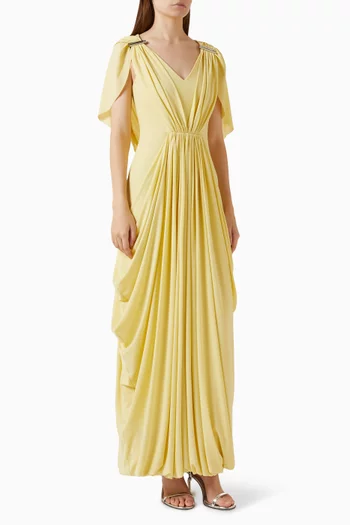 Sabine Draped Midi Dress in Crepe-jersey