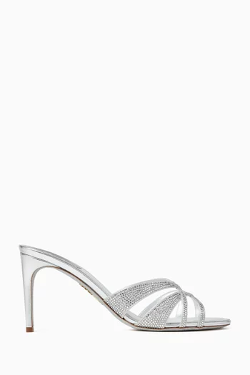 Dania 80 Crystal Mules in Satin