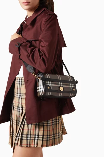 Check Note Top-handle Bag in Coated Cotton Canvas