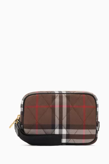 Check Horseshoe Pouch in Quilted Nylon