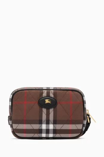 Check Horseshoe Pouch in Quilted Nylon