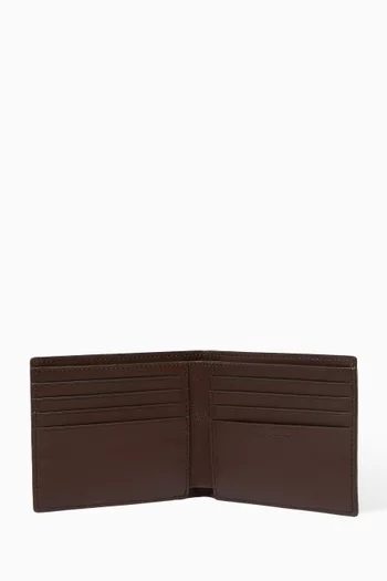Embroidered Motif Billfold Wallet in Leather