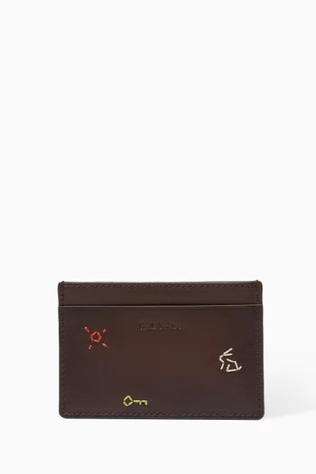 Motif-detail Card Holder in Leather