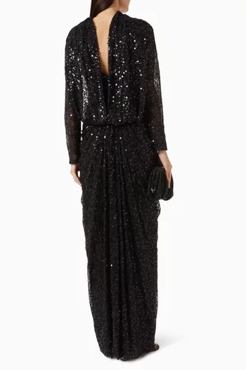 Draped Embellished Gown
