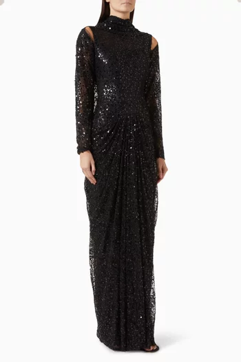 Draped Embellished Gown