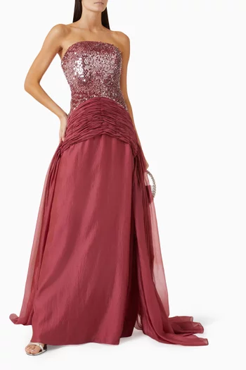 Strapless Embellished Gown