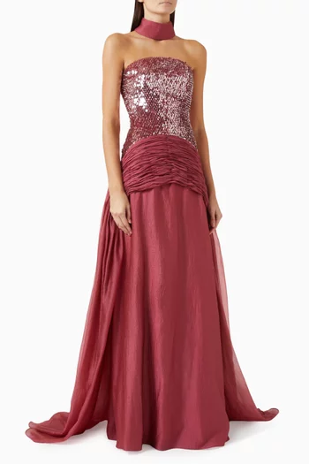Strapless Embellished Gown