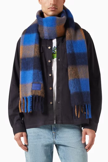 Fringed Plaid Scarf in Alpaca-blend