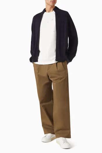 Cable-knit Zip Cardigan in Cotton