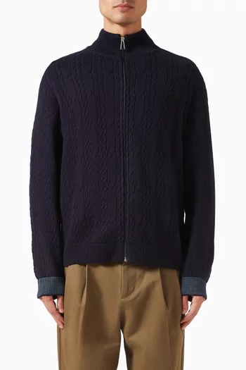 Cable-knit Zip Cardigan in Cotton