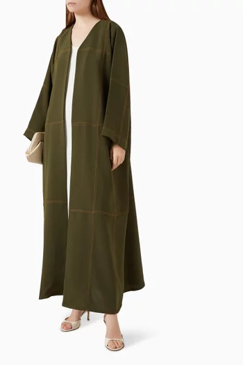 Contrast-stitch Abaya in Crepe