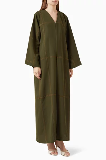 Contrast-stitch Abaya in Crepe