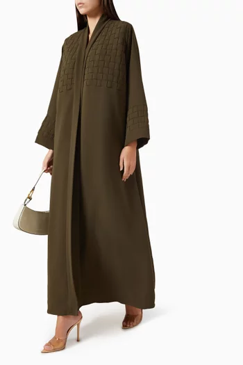 Basketweave-panelled Abaya in Crepe