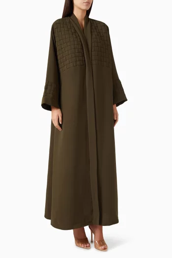 Basketweave-panelled Abaya in Crepe