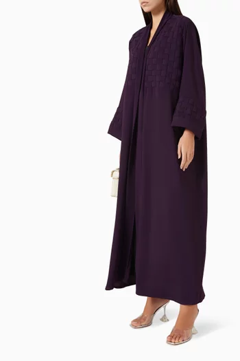 Basketweave-panelled Abaya in Crepe