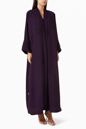 Basketweave-panelled Abaya in Crepe