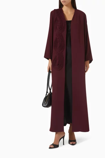 Cord-embroidered Abaya in Italian Crepe
