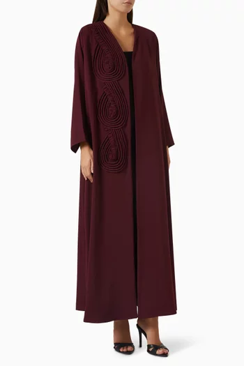Cord-embroidered Abaya in Italian Crepe