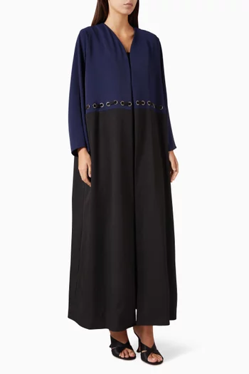 Contrast-panel Crepe Abaya in Crepe