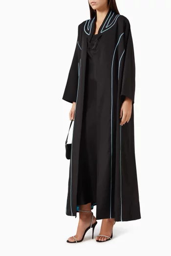 Contrast-panel Abaya in Crepe
