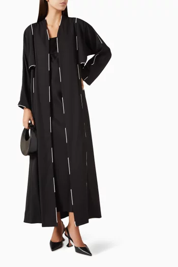 Contrast-trim Abaya in Crepe