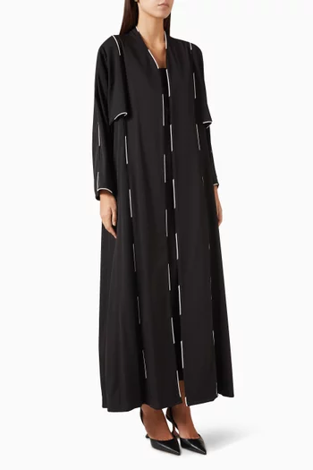 Contrast-trim Abaya in Crepe