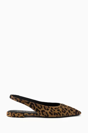 Slingback Ballerina Pumps in Calf-hair & Leather