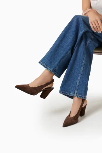 Logo 85 Slingback Pumps in Suede
