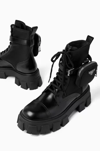 Monolith Booties in Leather & Re-Nylon