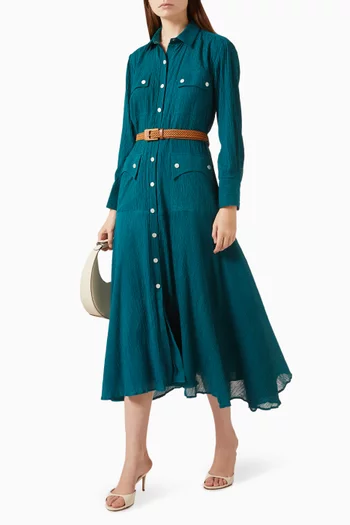 Arial Shirt Midi Dress in Cotton Crepe