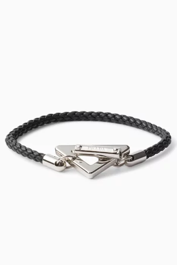 Logo Bracelet in Braided Leather