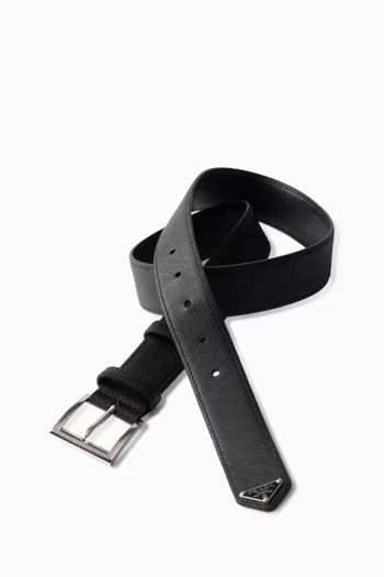 Enamel Belt in Saffiano Leather