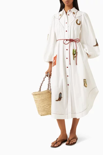 Westwood Embellished Midi Shirtdress in Cotton Poplin